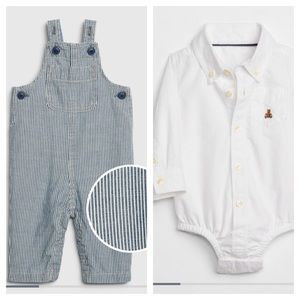 NWT GAP BABY Buttonup Bodysuit + Overalls - 6-12M